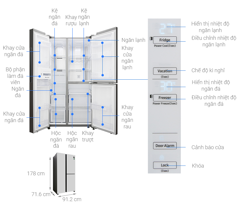 Tủ lạnh Samsung Side by Side 3 cửa RS63R5571SL/SV