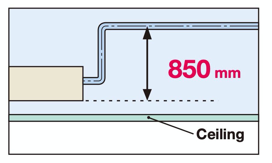 Bơm nước xả tiêu chuẩn với độ nâng 850 mm.
