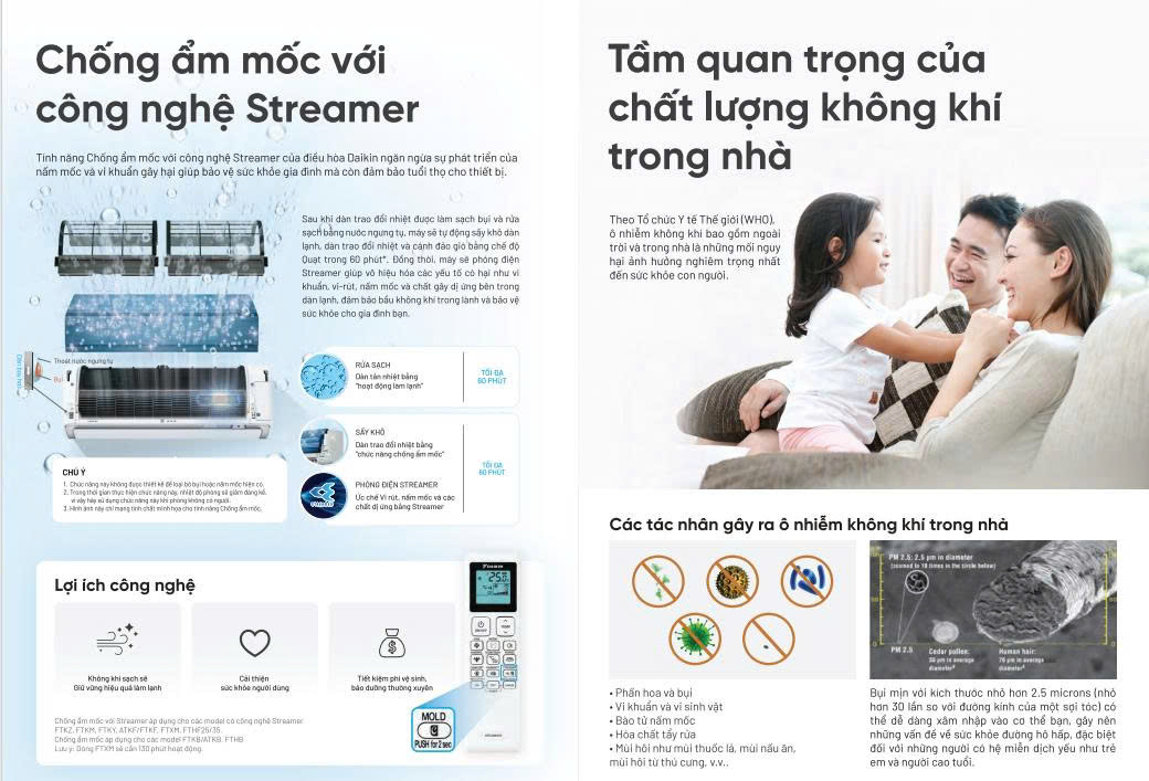 Chống ẩm mốc với Streamer - Daikin FTKM25AVMV