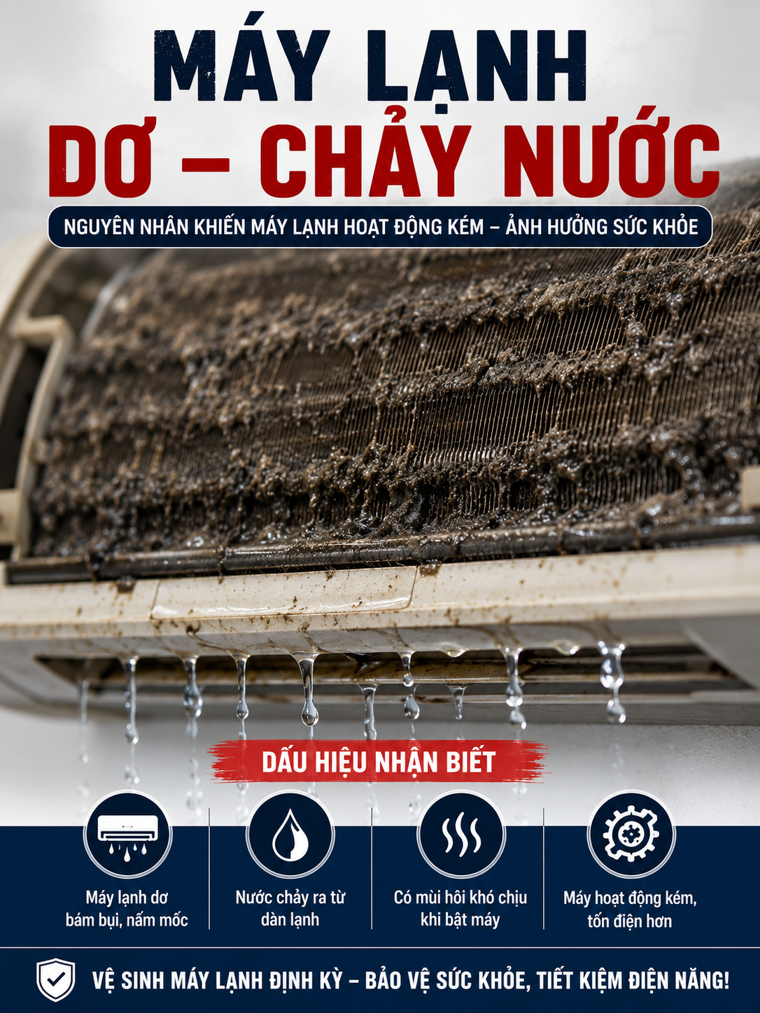 Kỹ thuật viên Điện máy Đông Sapa kiểm tra và xử lý máy lạnh chảy nước dàn lạnh tại TP.HCM