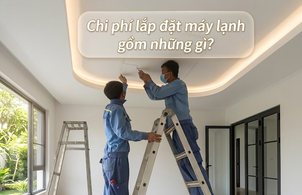 Kỹ thuật viên Điện máy Đông Sapa khảo sát và giải thích chi phí lắp đặt máy lạnh cho khách hàng