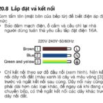 Trích sách lắp đặt Bosch PPI8256: yêu cầu điện 16A và sơ đồ đấu dây nâu, xanh dương, xanh lá vàng